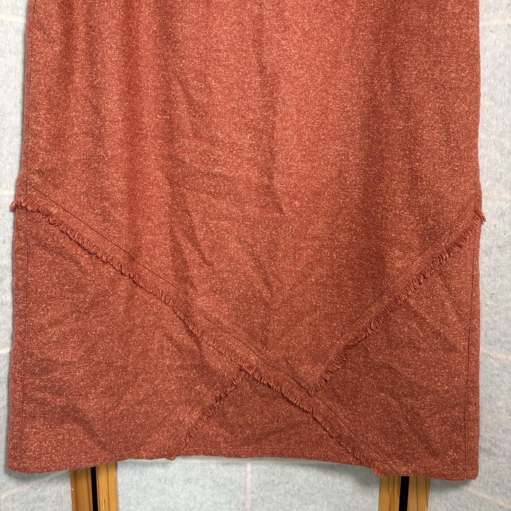 J Jill Maxi Skirt Women's Size 18 Wool Silk Blend Orange Lined Fringe Drawstring - Picture 3 of 10